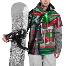 Накидка на куртку 3D с принтом Бодрый Новый год , 100% полиэстер |  | зеленый | красный | новый год | полосы | рождество | спортивный | яркий