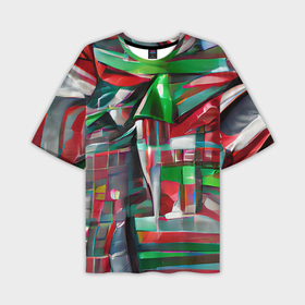 Мужская футболка OVERSIZE 3D с принтом Бодрый Новый год в Белгороде,  |  | зеленый | красный | новый год | полосы | рождество | спортивный | яркий