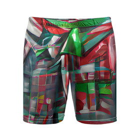 Мужские шорты спортивные с принтом Бодрый Новый год в Кировске,  |  | зеленый | красный | новый год | полосы | рождество | спортивный | яркий
