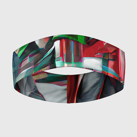 Повязка на голову 3D с принтом Бодрый Новый год в Курске,  |  | зеленый | красный | новый год | полосы | рождество | спортивный | яркий