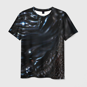 Мужская футболка 3D с принтом Элегантный инопланетянин в Екатеринбурге, 100% полиэфир | прямой крой, круглый вырез горловины, длина до линии бедер | Тематика изображения на принте: без букв | без надписей | блестящий | дракон | змея | однотонный | тренд | фантастика | хищник | черный | чужой