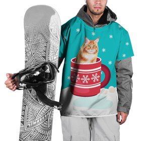 Накидка на куртку 3D с принтом Кот в кружке в Курске, 100% полиэстер |  | Тематика изображения на принте: зима | кот | котенок | котик | котики | кошка | новогодняя | новый год | рождество | тепло
