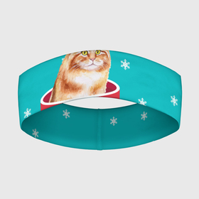 Повязка на голову 3D с принтом Кот в кружке в Новосибирске,  |  | зима | кот | котенок | котик | котики | кошка | новогодняя | новый год | рождество | тепло