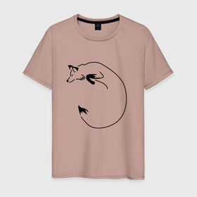 Мужская футболка хлопок с принтом Лисица в прыжке в Санкт-Петербурге, 100% хлопок | прямой крой, круглый вырез горловины, длина до линии бедер, слегка спущенное плечо. | дикое | дикое животное | животное | зверь | лесное | лис | лиса | лисенок | лисица