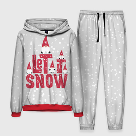 Мужской костюм 3D (с толстовкой) с принтом Let it snow   пусть идет снег в Тюмени,  |  | Тематика изображения на принте: christmas | gnomes | let it snow | new year | red caps | winter | гномы | зима | красные колпаки | новый год | пусть идет снег | рождество