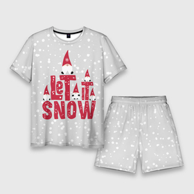 Мужской костюм с шортами 3D с принтом Let it snow   пусть идет снег в Тюмени,  |  | Тематика изображения на принте: christmas | gnomes | let it snow | new year | red caps | winter | гномы | зима | красные колпаки | новый год | пусть идет снег | рождество