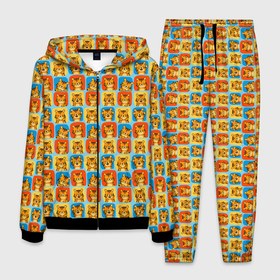 Мужской костюм 3D с принтом ЗАБАВНЫЕ ТИГРЫ в Новосибирске, 100% полиэстер | Манжеты и пояс оформлены тканевой резинкой, двухслойный капюшон со шнурком для регулировки, карманы спереди | год | забавные | новый | рождество | символ | тигры