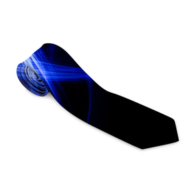 Галстук 3D с принтом Синяя бесконечность энергии в Тюмени, 100% полиэстер | Длина 148 см; Плотность 150-180 г/м2 | Тематика изображения на принте: абстрактные | бесконечность | геометрия | лента | неон | полосы | синий | тесла | физика | энергия