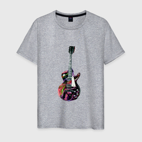 Мужская футболка хлопок с принтом Электронная гитара с абстрактной росписью в Белгороде, 100% хлопок | прямой крой, круглый вырез горловины, длина до линии бедер, слегка спущенное плечо. | абстракция | акварель | гитара | гитарист | инструмент | красивый | круто | молодежно | музыка | музыкант | рок | стильно | текстиль | текстура | фестивать | электронная