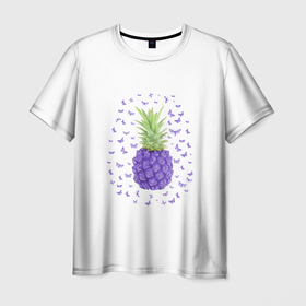 Мужская футболка 3D с принтом Бабочки и ананас в Екатеринбурге, 100% полиэфир | прямой крой, круглый вырез горловины, длина до линии бедер | pineapple | ананас | бабочки | нетипичный хабаровчанин | нх