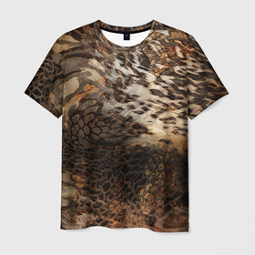 Мужская футболка 3D с принтом Тигриная шикарная шкура в Тюмени, 100% полиэфир | прямой крой, круглый вырез горловины, длина до линии бедер | Тематика изображения на принте: мех | символ года | текстура | тигр