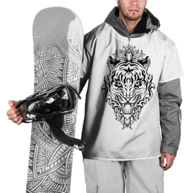 Накидка на куртку 3D с принтом Тигровый оскал в Тюмени, 100% полиэстер |  | грозный | зверь | кот | новый год | оскал | портрет | рык | силуэт | тату | тигр | хищник