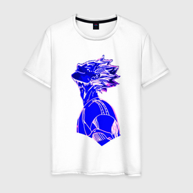 Мужская футболка хлопок с принтом Катаро Бокуто в Кировске, 100% хлопок | прямой крой, круглый вырез горловины, длина до линии бедер, слегка спущенное плечо. | аниме | волейбол | катаро бокуто | манга | неон