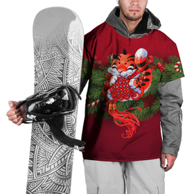 Накидка на куртку 3D с принтом Игривый китайский тигр в Новосибирске, 100% полиэстер |  | Тематика изображения на принте: 2022 | год тигра | новый год | новый год 2022 | символ года | тигр | тигренок | тигрица | тигры