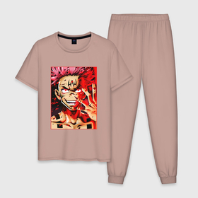 Мужская пижама хлопок с принтом SUKUNA POSTER   МАГИЧЕСКАЯ БИТВА в Белгороде, 100% хлопок | брюки и футболка прямого кроя, без карманов, на брюках мягкая резинка на поясе и по низу штанин
 | anime | japan | japanese | jujutsu | jujutsu kaisen | kaisen | sukuna | tattoo | аниме | двуликий призрак | иероглифы | инумаки | итадори | итадори юдзи | магическая битва | нобара | панда | рёмен | рёмен сукуна | сатору | сукуна