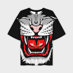 Мужская футболка OVERSIZE 3D с принтом лицо тигра в Петрозаводске,  |  | Тематика изображения на принте: 2022 | tiger | новый год | праздник | тигр