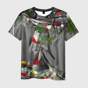 Мужская футболка 3D с принтом Старый год в Белгороде, 100% полиэфир | прямой крой, круглый вырез горловины, длина до линии бедер | гирдянда | елка | зима | милый | новый год | пастельный | праздник | рождество | семейный | серый