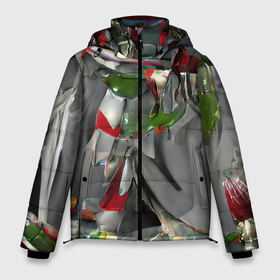 Мужская зимняя куртка 3D с принтом Старый год в Тюмени, верх — 100% полиэстер; подкладка — 100% полиэстер; утеплитель — 100% полиэстер | длина ниже бедра, свободный силуэт Оверсайз. Есть воротник-стойка, отстегивающийся капюшон и ветрозащитная планка. 

Боковые карманы с листочкой на кнопках и внутренний карман на молнии. | Тематика изображения на принте: гирдянда | елка | зима | милый | новый год | пастельный | праздник | рождество | семейный | серый