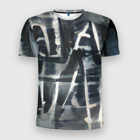 Мужская футболка 3D Slim с принтом Эхо имени в Петрозаводске, 100% полиэстер с улучшенными характеристиками | приталенный силуэт, круглая горловина, широкие плечи, сужается к линии бедра | alan wake | алан | гранж | депрессивный | мрачный | надпись | серый | темный