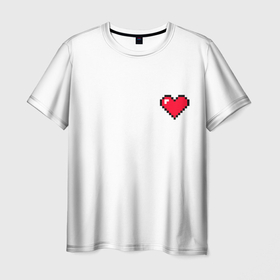 Мужская футболка 3D с принтом Сердце из minecraft в Курске, 100% полиэфир | прямой крой, круглый вырез горловины, длина до линии бедер | Тематика изображения на принте: 8 марта | heart | minecraft | сердечко | сердце