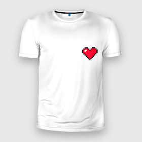 Мужская футболка 3D Slim с принтом Сердце из minecraft в Кировске, 100% полиэстер с улучшенными характеристиками | приталенный силуэт, круглая горловина, широкие плечи, сужается к линии бедра | 8 марта | heart | minecraft | сердечко | сердце