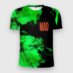 Мужская футболка 3D Slim с принтом Mad 2077 в Санкт-Петербурге, 100% полиэстер с улучшенными характеристиками | приталенный силуэт, круглая горловина, широкие плечи, сужается к линии бедра | Тематика изображения на принте: fashion | hype | mad | vanguard | авангард | безумство | мода | хайп