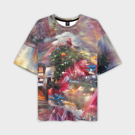Мужская футболка OVERSIZE 3D с принтом Ностальгия Рождества в Екатеринбурге,  |  | Тематика изображения на принте: винтаж | гирдянда | елка | зима | милый | нежный | новый год | пастельный | праздник | ретро | рождество | розовый | семейный | сиреневый