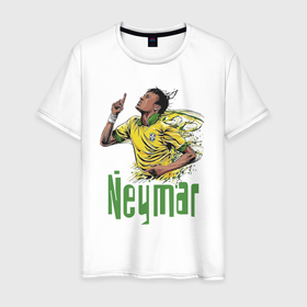 Мужская футболка хлопок с принтом Неймар   звезда Бразильского футбола в Курске, 100% хлопок | прямой крой, круглый вырез горловины, длина до линии бедер, слегка спущенное плечо. | brasil | celebrity | football | forward | neymar | star | striker | бразилия | звезда | знаменитость | нападающий | неймар | форвард | футбол