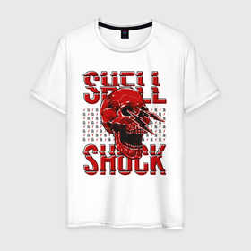 Мужская футболка хлопок с принтом SHLSHK | Skull Collection (On White) в Курске, 100% хлопок | прямой крой, круглый вырез горловины, длина до линии бедер, слегка спущенное плечо. | logo | music | shell shock recordings | shlshk | skull | драм | нейропанк | нейрофанк | череп | шелшок