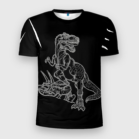 Мужская футболка 3D Slim с принтом Тираннозавр | Скелет в Екатеринбурге, 100% полиэстер с улучшенными характеристиками | приталенный силуэт, круглая горловина, широкие плечи, сужается к линии бедра | Тематика изображения на принте: tyrannosaurus rex | дино | кости динозавра | мезозойская эра | меловой период | семейства тираннозаврид | скелет динозавра | страшный тираннозавр рекс | тираннозавр | тираннозавр скелет | юрский период
