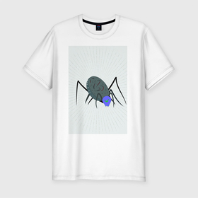 Мужская футболка хлопок Slim с принтом Мультяшка Паучок в Екатеринбурге, 92% хлопок, 8% лайкра | приталенный силуэт, круглый вырез ворота, длина до линии бедра, короткий рукав | нарисованный паук | паук | паучек | паучище | рисунок паука