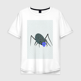 Мужская футболка хлопок Oversize с принтом Мультяшка Паучок в Курске, 100% хлопок | свободный крой, круглый ворот, “спинка” длиннее передней части | нарисованный паук | паук | паучек | паучище | рисунок паука
