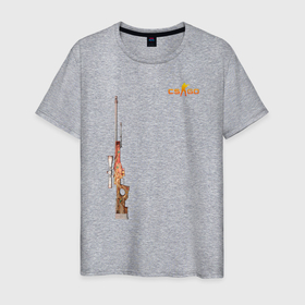 Мужская футболка хлопок с принтом CS GO AWP | Пустынная гидра в Новосибирске, 100% хлопок | прямой крой, круглый вырез горловины, длина до линии бедер, слегка спущенное плечо. | awp | counter strike | cs go | авп | кс го