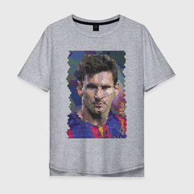 Мужская футболка хлопок Oversize с принтом Lionel Messi   striker, Barcelona в Курске, 100% хлопок | свободный крой, круглый ворот, “спинка” длиннее передней части | argentina | barcelona | celebrity | football | forward | lionel messi | spain | star | striker | аргентина | звезда | знаменитость | испания | лионель месси | нападающий | форвард | футбол