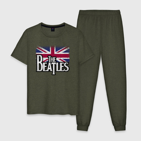 Мужская пижама хлопок с принтом The Beatles  Great Britain | Битлз в Екатеринбурге, 100% хлопок | брюки и футболка прямого кроя, без карманов, на брюках мягкая резинка на поясе и по низу штанин
 | john | liverpool | music | paul | retro | ringo | rock | the beatles | англия | битлз | битлы | великобритания | джон | жуки | леннон | маккартни | пол | ретро | ринго | рокмузыка | флаг