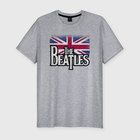 Мужская футболка хлопок Slim с принтом The Beatles  Great Britain | Битлз в Екатеринбурге, 92% хлопок, 8% лайкра | приталенный силуэт, круглый вырез ворота, длина до линии бедра, короткий рукав | john | liverpool | music | paul | retro | ringo | rock | the beatles | англия | битлз | битлы | великобритания | джон | жуки | леннон | маккартни | пол | ретро | ринго | рокмузыка | флаг