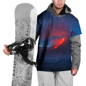 Накидка на куртку 3D с принтом Извержение вулкана ночью , 100% полиэстер |  | Тематика изображения на принте: eruption | magma | mountain | volcano | гора | извержение вулкана | магма