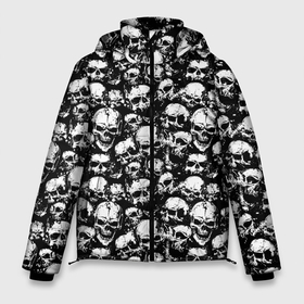 Мужская зимняя куртка 3D с принтом Screaming skulls в Санкт-Петербурге, верх — 100% полиэстер; подкладка — 100% полиэстер; утеплитель — 100% полиэстер | длина ниже бедра, свободный силуэт Оверсайз. Есть воротник-стойка, отстегивающийся капюшон и ветрозащитная планка. 

Боковые карманы с листочкой на кнопках и внутренний карман на молнии. | Тематика изображения на принте: bone | bones | screaming | screaming skulls | skull | skulls | кости | кричат | кричащие | кричащие черепа | череп | черепа