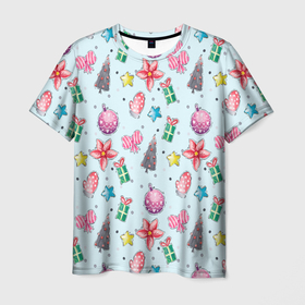 Мужская футболка 3D с принтом Рождество 2022 в Курске, 100% полиэфир | прямой крой, круглый вырез горловины, длина до линии бедер | одежа к рождеству | одежка к рождеству | подарок на рождество | прикол рождество | рождественская одежда | рождество 2022 | счастливого рождества