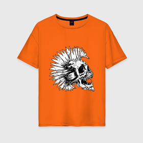 Женская футболка хлопок Oversize с принтом Anarchy skull в Новосибирске, 100% хлопок | свободный крой, круглый ворот, спущенный рукав, длина до линии бедер
 | bone | bones | punk | screaming | screaming skulls | skull | анархия | кости | кричат | кричащие | кричащие черепа | панк | пиратский | череп | черепа