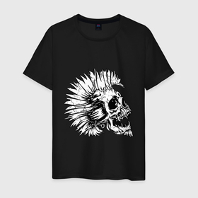 Мужская футболка хлопок с принтом Anarchy skull в Санкт-Петербурге, 100% хлопок | прямой крой, круглый вырез горловины, длина до линии бедер, слегка спущенное плечо. | bone | bones | punk | screaming | screaming skulls | skull | анархия | кости | кричат | кричащие | кричащие черепа | панк | пиратский | череп | черепа