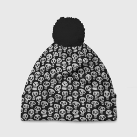 Шапка 3D c помпоном с принтом Funny skulls в Рязани, 100% полиэстер | универсальный размер, печать по всей поверхности изделия | bone | bones | funny | skulls | кости | череп | черепа