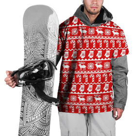 Накидка на куртку 3D с принтом Новогодний принт с оленями, снежинками, варежками и леденцами в Петрозаводске, 100% полиэстер |  | варежки | зима | зимний | красный | леденцы | новогодний | новый год | олени | орнамент | снежинки | узор