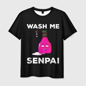 Мужская футболка 3D с принтом WASH ME SENPAI , 100% полиэфир | прямой крой, круглый вырез горловины, длина до линии бедер | ahegao | anime | covey | culture | kawai | kowai | manga | oppai | otaku | sempai | senpai | sugoi | trend | waifu | yandere | аниме | ахегао | вайфу | ковай | манга | отаку | семпай | сенпай | тренд | х