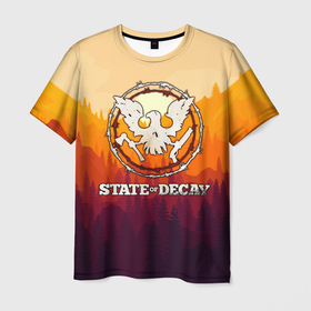 Мужская футболка 3D с принтом State of Decay   Логотип в Петрозаводске, 100% полиэфир | прямой крой, круглый вырез горловины, длина до линии бедер | state of decay | загнивающий штат | зомби апокалипсис | состояние распада | стейт оф дикей