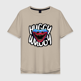 Мужская футболка хлопок Oversize с принтом Хаги Ваги 088 , 100% хлопок | свободный крой, круглый ворот, “спинка” длиннее передней части | Тематика изображения на принте: huggy wuggy | poppy playtime | ваггги | зубастик | поппи | хагги | хаги ваги