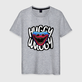 Мужская футболка хлопок с принтом Хаги Ваги 088 в Белгороде, 100% хлопок | прямой крой, круглый вырез горловины, длина до линии бедер, слегка спущенное плечо. | huggy wuggy | poppy playtime | ваггги | зубастик | поппи | хагги | хаги ваги