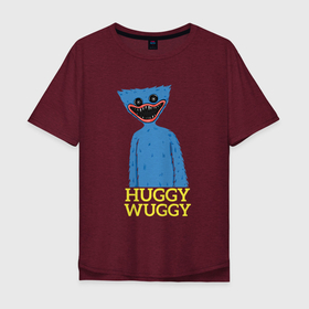 Мужская футболка хлопок Oversize с принтом HUGGY WUGGY 4 , 100% хлопок | свободный крой, круглый ворот, “спинка” длиннее передней части | huggy wuggy | poppy playtime | вагги | выживалка | игра на выживание | хаги | хорор
