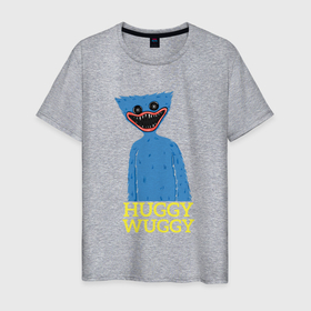 Мужская футболка хлопок с принтом HUGGY WUGGY 4 в Белгороде, 100% хлопок | прямой крой, круглый вырез горловины, длина до линии бедер, слегка спущенное плечо. | huggy wuggy | poppy playtime | вагги | выживалка | игра на выживание | хаги | хорор