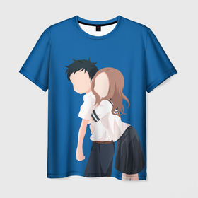 Мужская футболка 3D с принтом Такаги и Нишиката в Курске, 100% полиэфир | прямой крой, круглый вырез горловины, длина до линии бедер | anime | karakai jouzu no takagisan | аниме | анимэ | озорная такаги